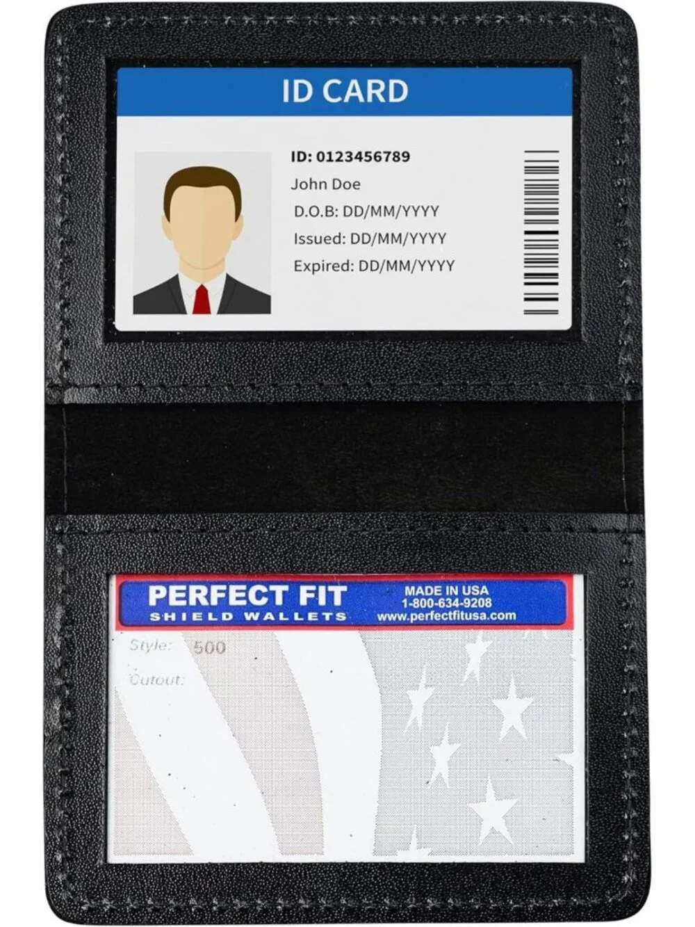 Slim Leather Bifold Wallet with 2 ID Slots, Dual Card Holder, Perfect Fit